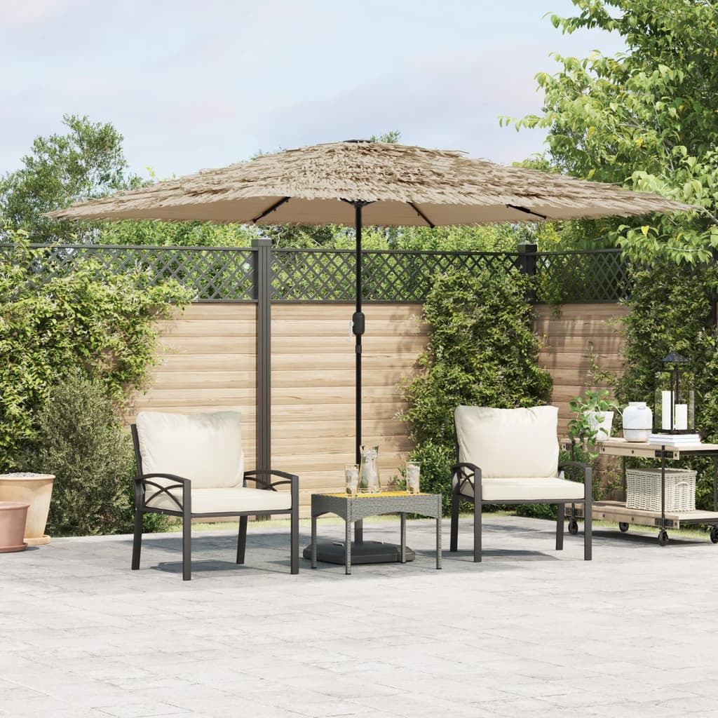 Vidaxl Sombrilla De Jardín Con Leds Poste Acero Marrón 290x290x238 Cm_1