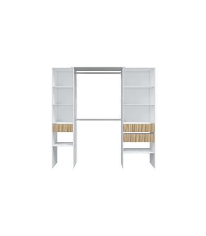 Armario Vestidor Tempo Con 3 Cajones Y 2 Barras De Colgar Color Blanco/natur. 187 Cm Alto_0