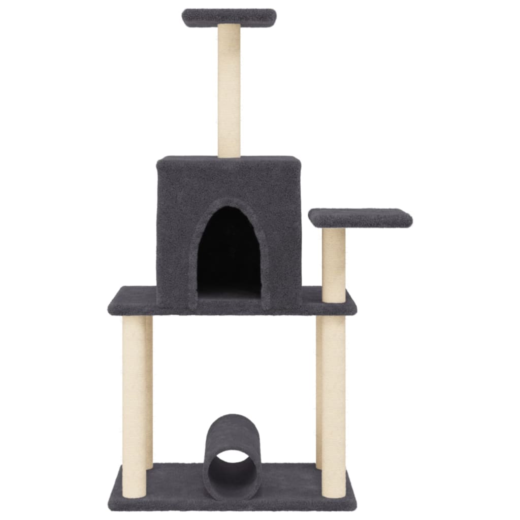 Rascador Para Gatos Con Postes De Sisal Gris Oscuro 122 Cm_3