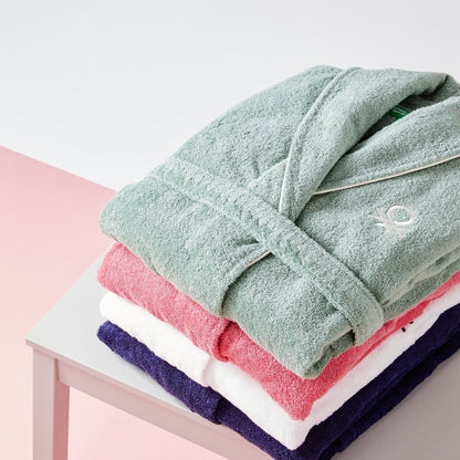 Albornoz L/xl 420gsm 100% Algodon C/ Logo Bordado Azul Marino Core Benetton