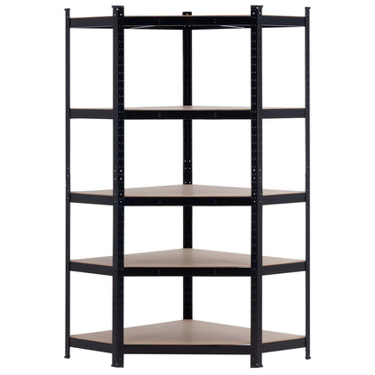 Estantería Esquinera Modular Negra 5 Baldas Ajustables 180x80x40x56cm 875kg 7house_1