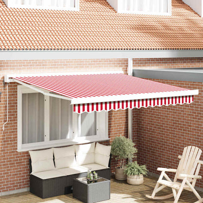 Toldo Retráctil Rojo Y Blanco 300 X 250 X 165 Cm Tela Y Metal_1