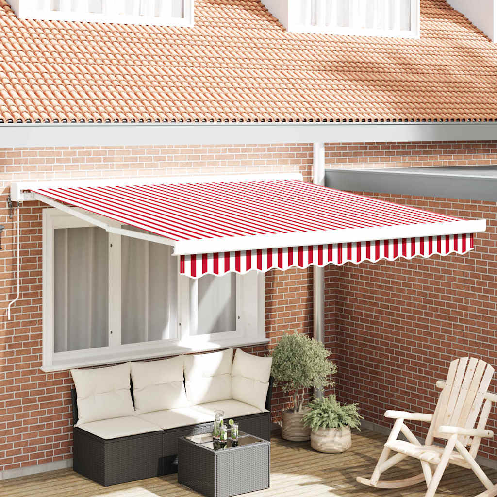 Toldo Retráctil Rojo Y Blanco 350 X 250 X 165 Cm Tela Y Metal_1