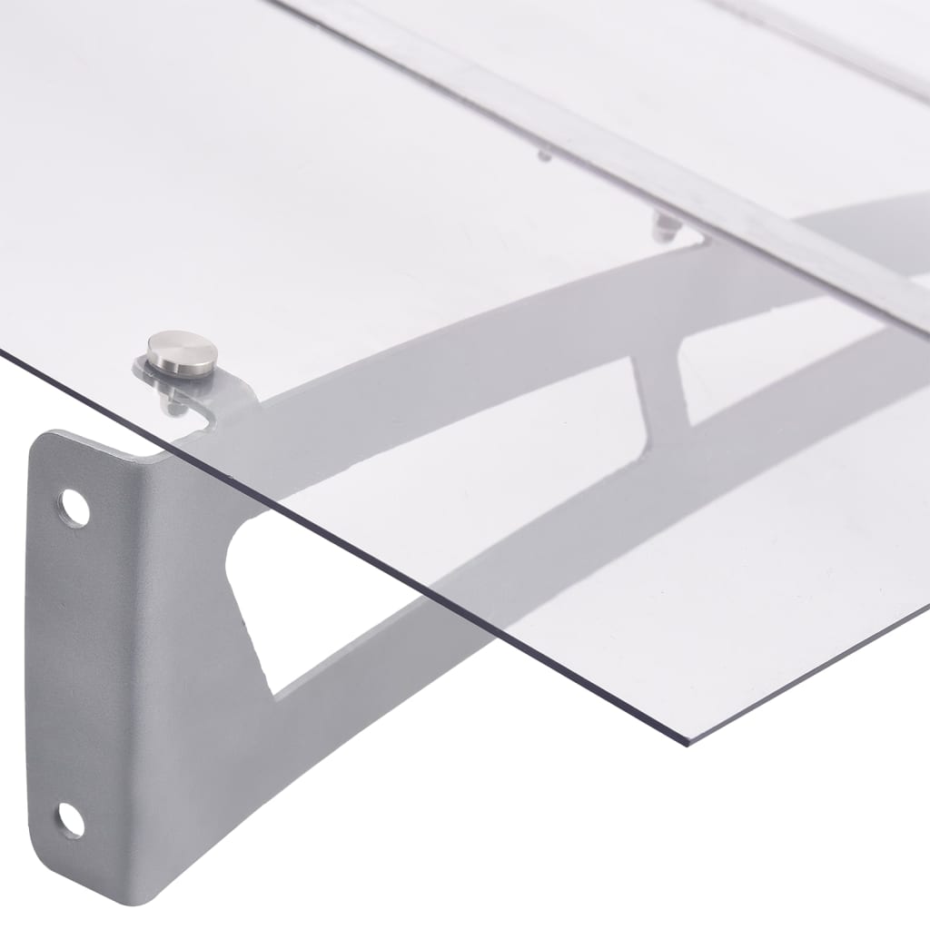 Marquesina Para Puerta Pc Plata Y Transparente 150x90 Cm Pet_3