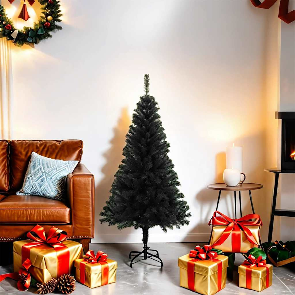 Vidaxl Árbol De Navidad Artificial Con Soporte Pvc Negro 120 Cm_1