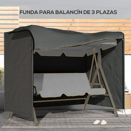 Outsunny Funda Balancín Jardín Con 2 Cremalleras 205x124x164 Cm Gris Oscuro_4