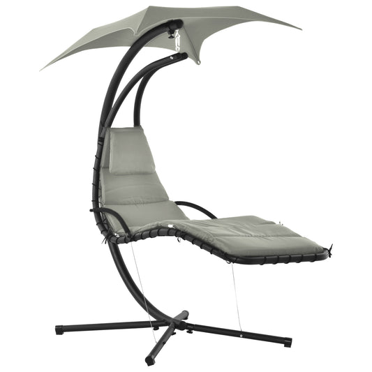 Outsunny Silla Colgante Con Soporte Toldo 190x110x190 Cm Gris_0