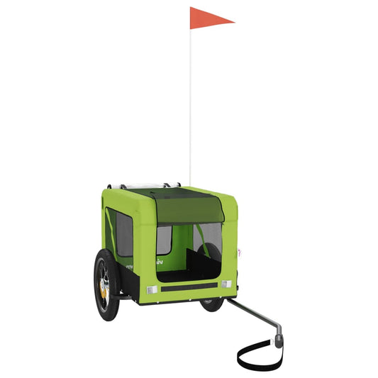 Vidaxl Remolque De Bicicleta Mascotas Hierro Tela Oxford Verde Negro_0