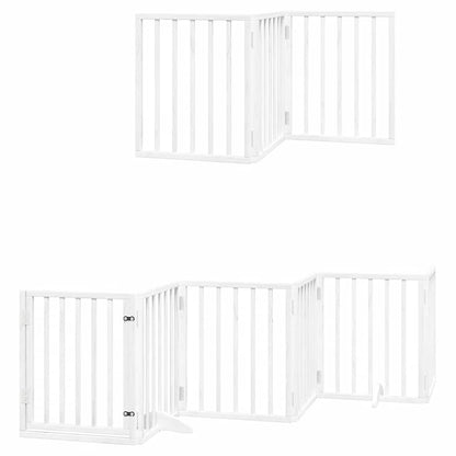 Vidaxl Puerta Para Perros Plegable 9 Paneles Madera Álamo Blanca 450cm_0
