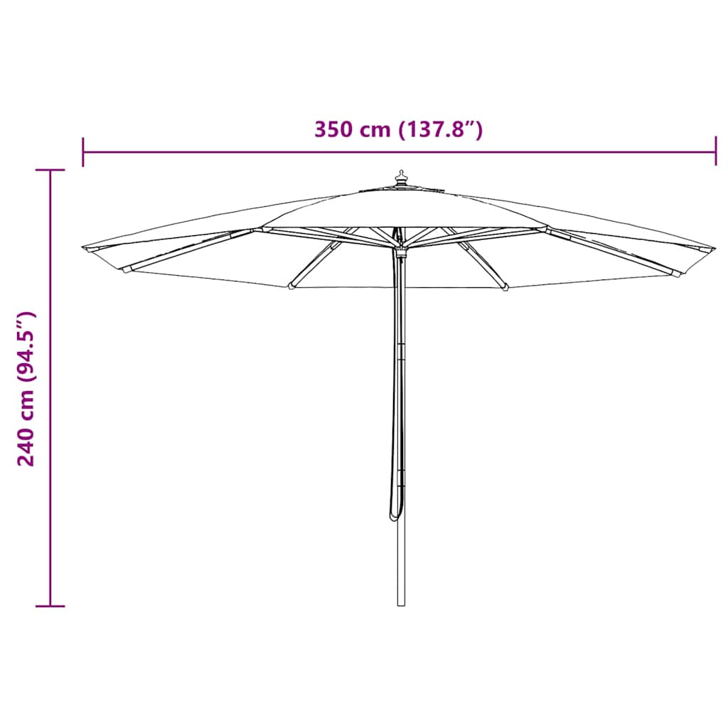 Vidaxl Sombrilla De Jardín Con Palo De Madera 350 Cm Burdeos_4
