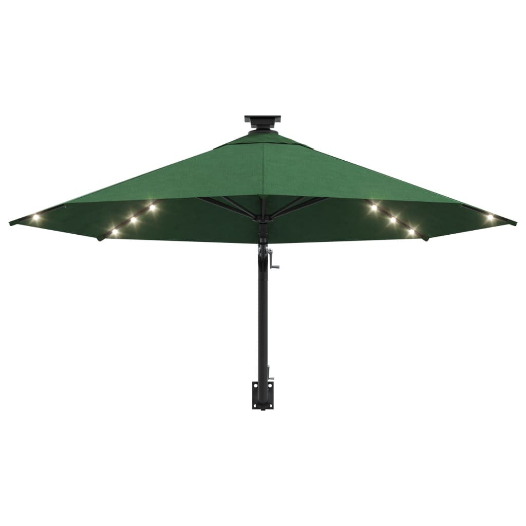 Vidaxl Sombrilla De Jardín De Pared Con Luces Led Verde 300 Cm_3