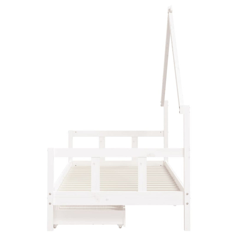 Vidaxl Estructura Cama Niños Con Cajones Madera Pino Blanco 90x200 Cm_5