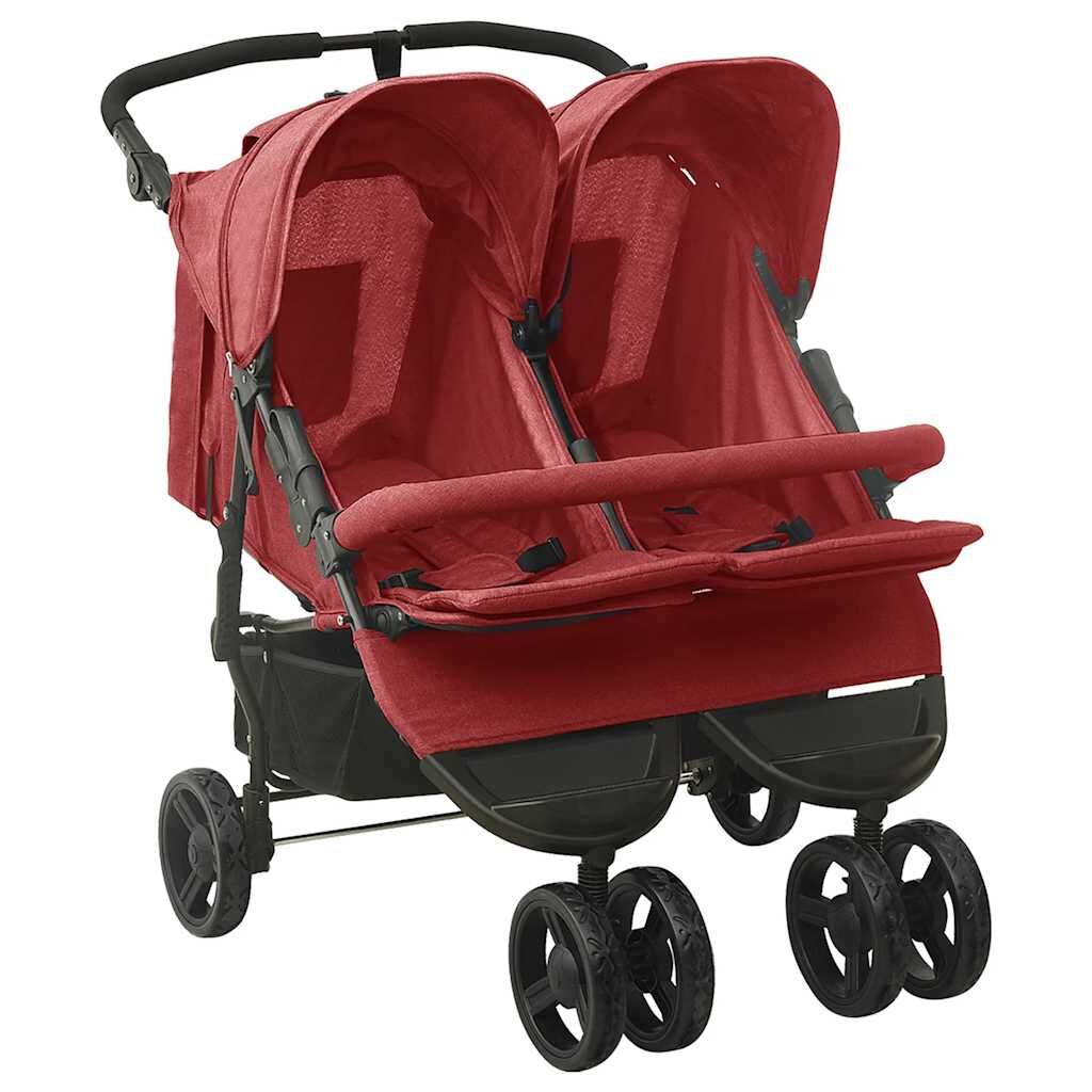 Vidaxl Carrito Para Gemelos De Acero Rojo_0