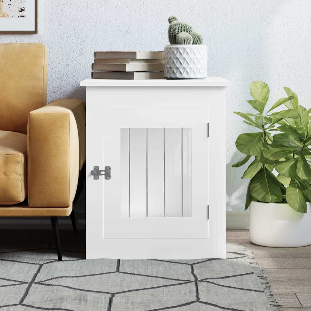 Jaula Para Perros Madera De Ingeniería Blanco 55x75x65 Cm_2