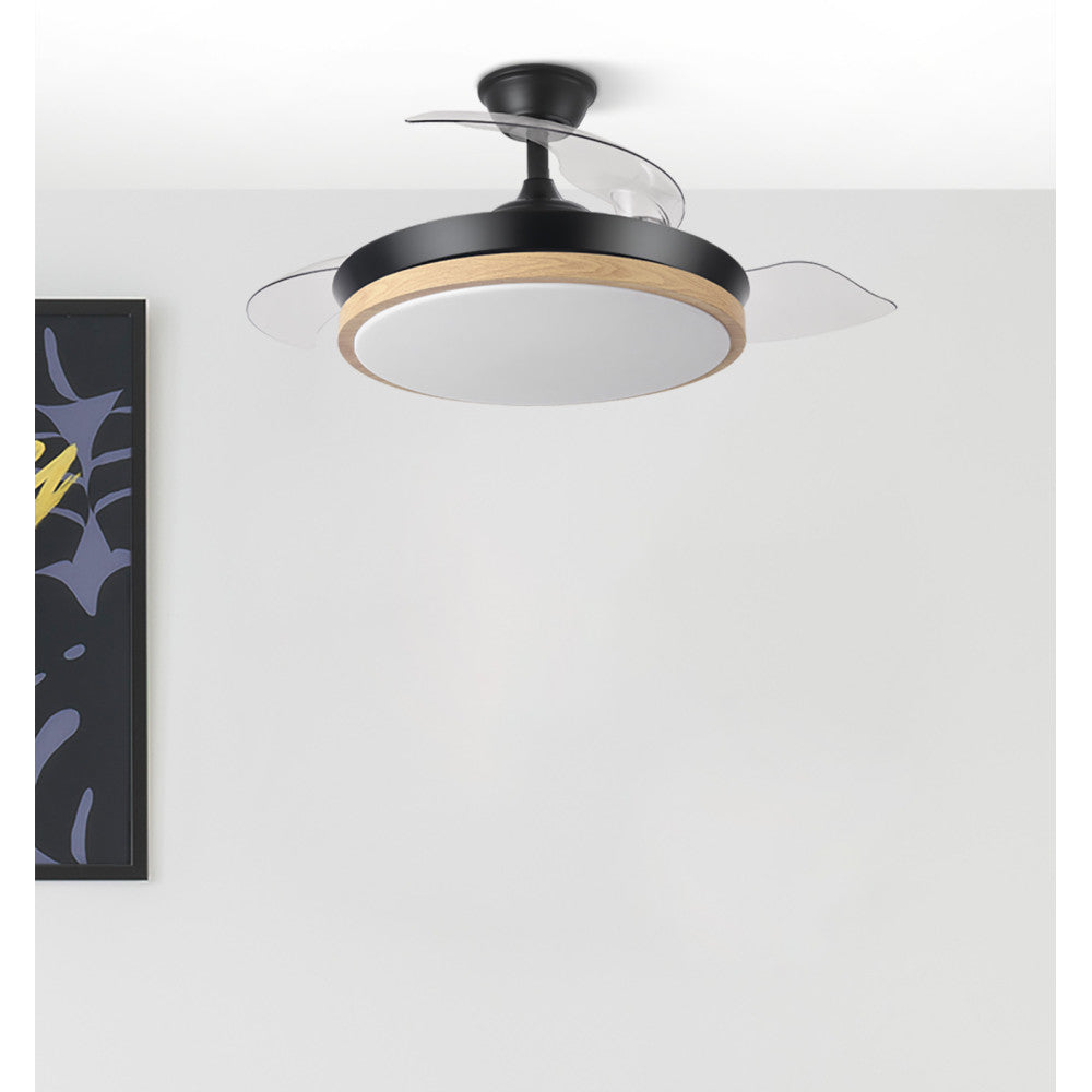 Ventilador Dc Evros Negro/hay 72w 6120lm 91d 3aspas Desplegables 3000-4000-6000k Remoto, Temporizador, Memoria_2