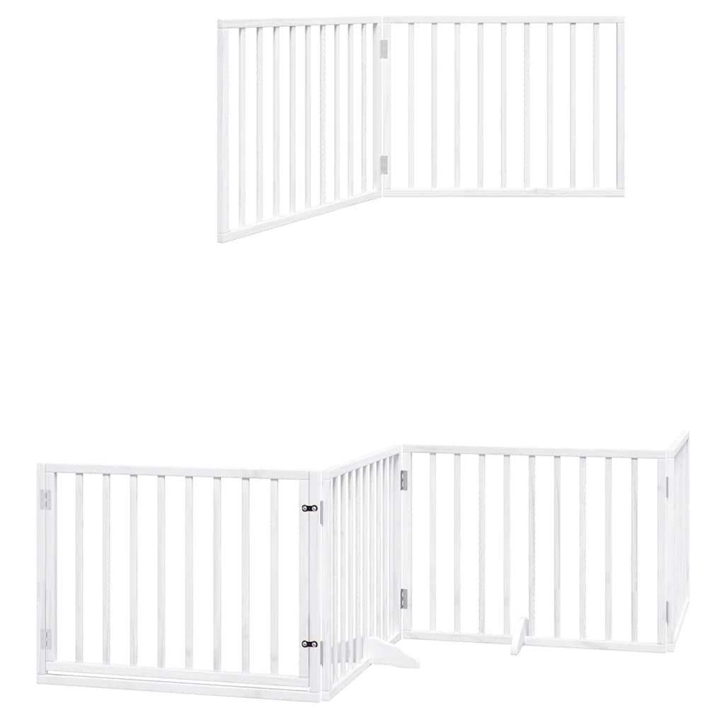 Vidaxl Puerta De Perros Plegable 6 Paneles Madera Álamo Blanca 480 Cm_2