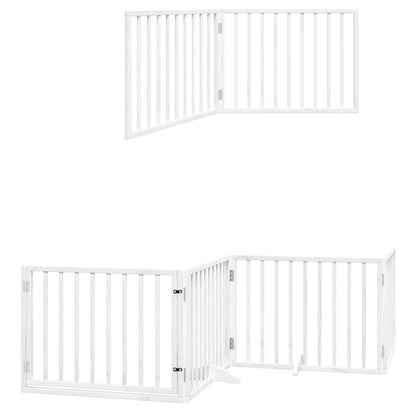 Vidaxl Puerta De Perros Plegable 6 Paneles Madera Álamo Blanca 480 Cm_2