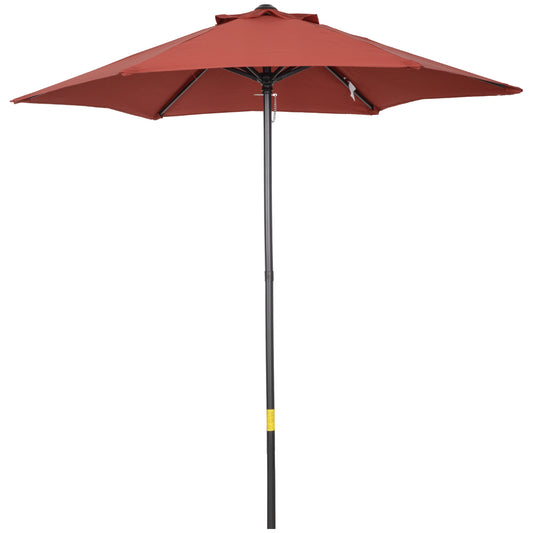 Outsunny Sombrilla Jardín Ø2x2 M Parasol De Aluminio Con Poste Desmontable Rojo_0
