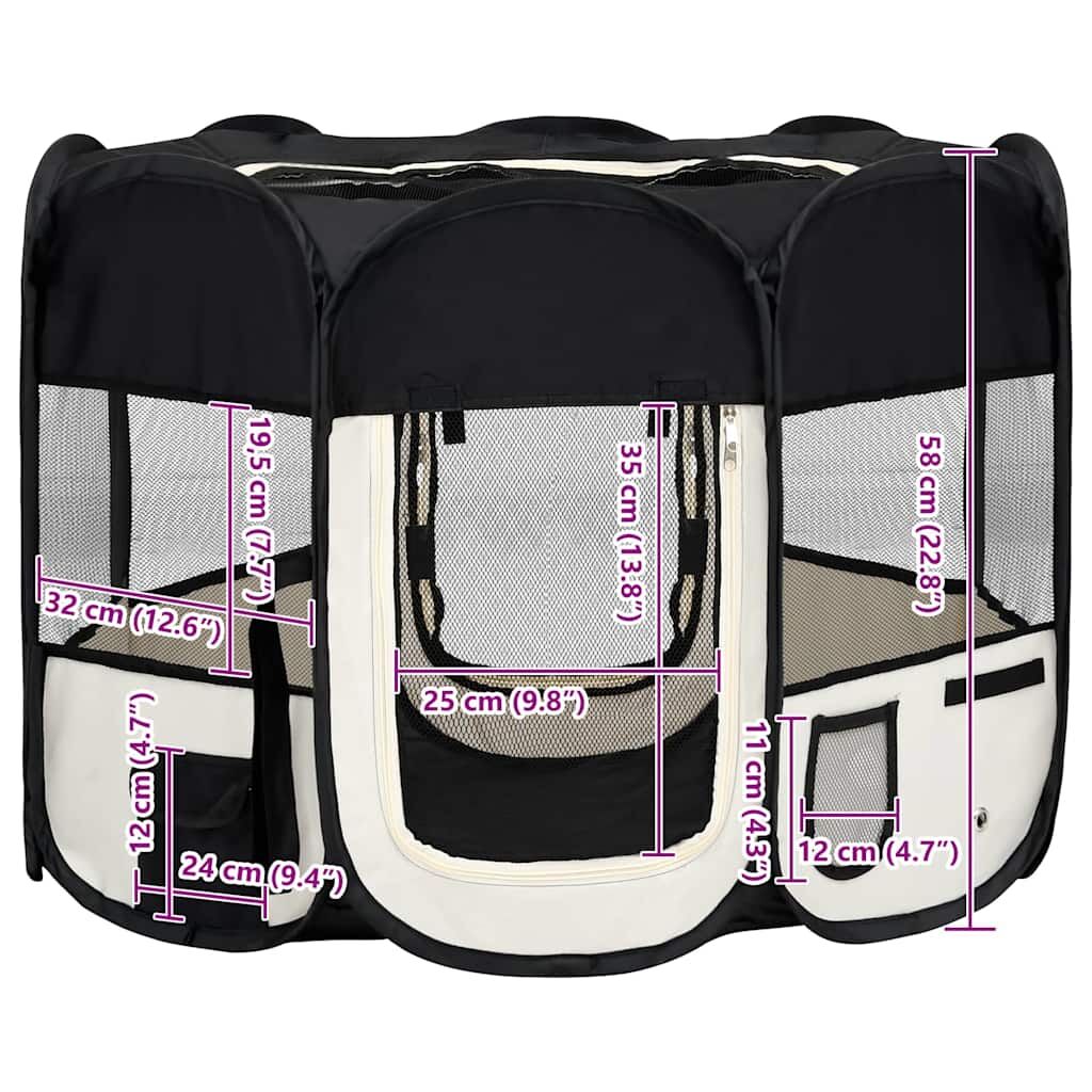 Vidaxl Parque De Perros Plegable Bolsa De Transporte Negro 90x90x58 Cm_2
