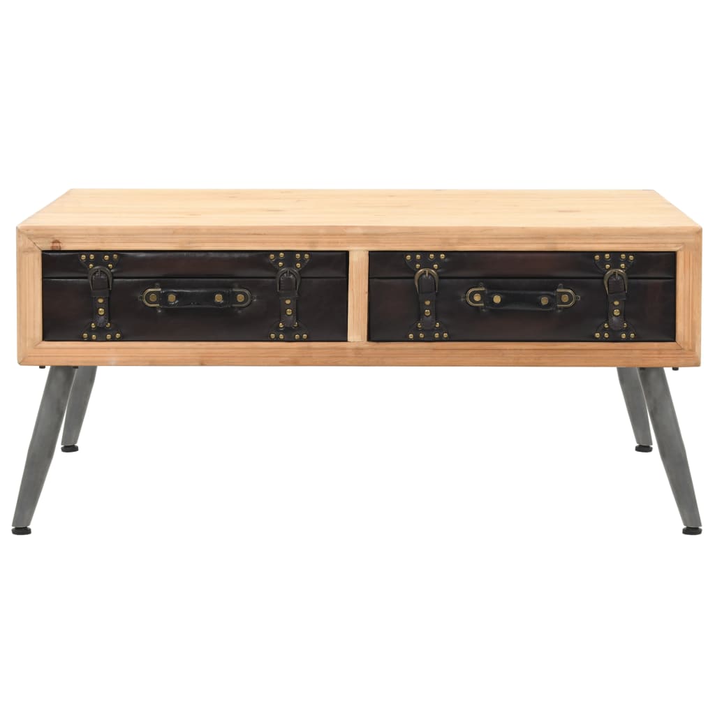 Mesa De Centro De Madera Maciza De Abeto 115x55x50 Cm_0