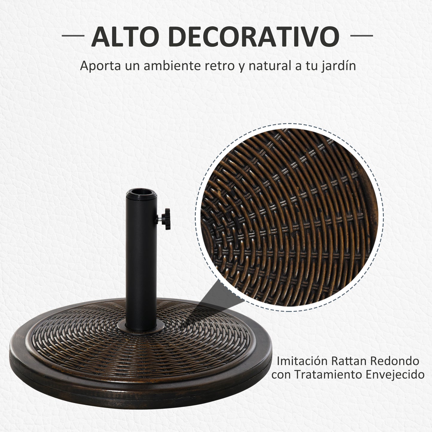 Outsunny Base Para Sombrilla Jardín Peso 13 Kg Para Postes 35/38/48mm Ø48x34 Cm_3