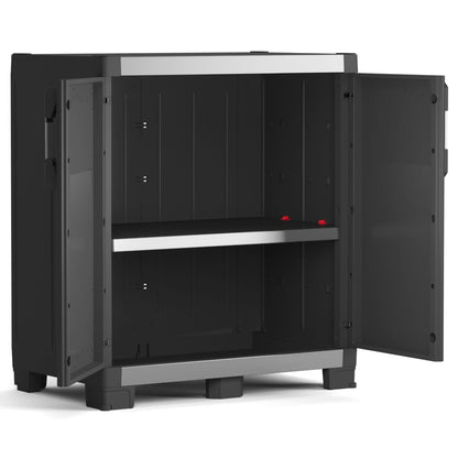 Keter Armario Bajo De Almacenamiento Garage Xl Negro Y Plateado 99 Cm_1