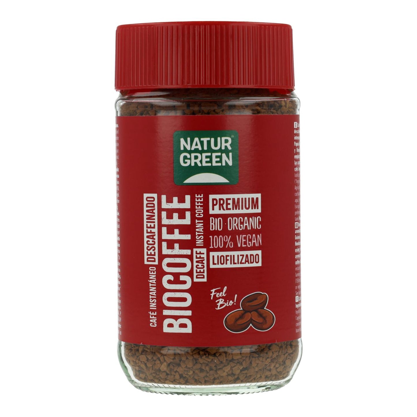 Biocoffee Café soluble Descafeinado Bio Premium NaturGreen 100 g