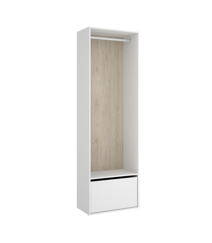 Vestidor Reus Con Zapatero Y Trasera Reversible En Blanco/natural, 205cm(alto) 60cm(ancho)_0
