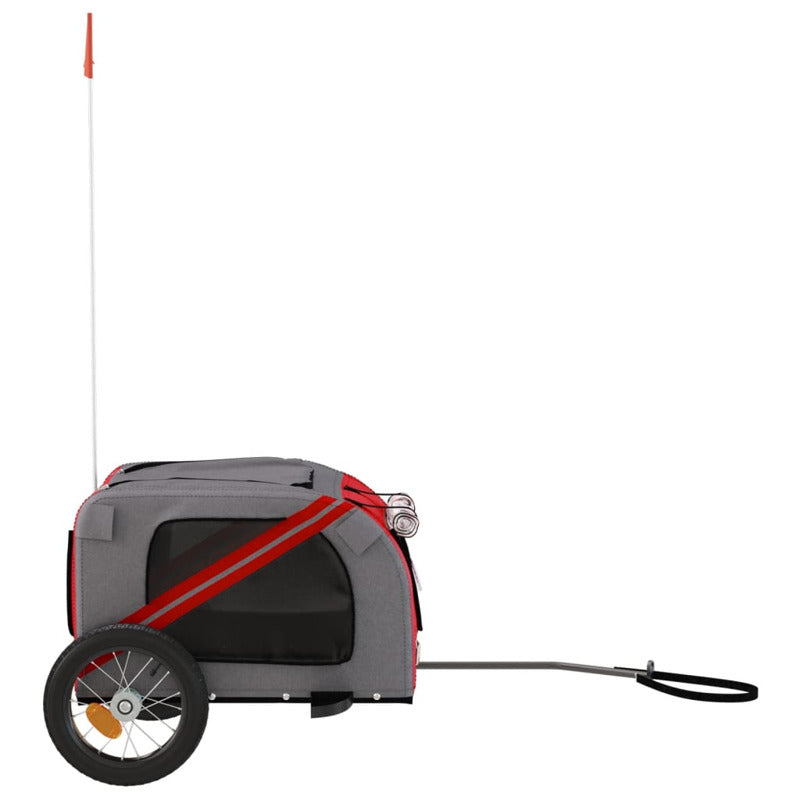 Vidaxl Remolque De Bicicleta Mascotas Hierro Tela Oxford Rojo Gris_5