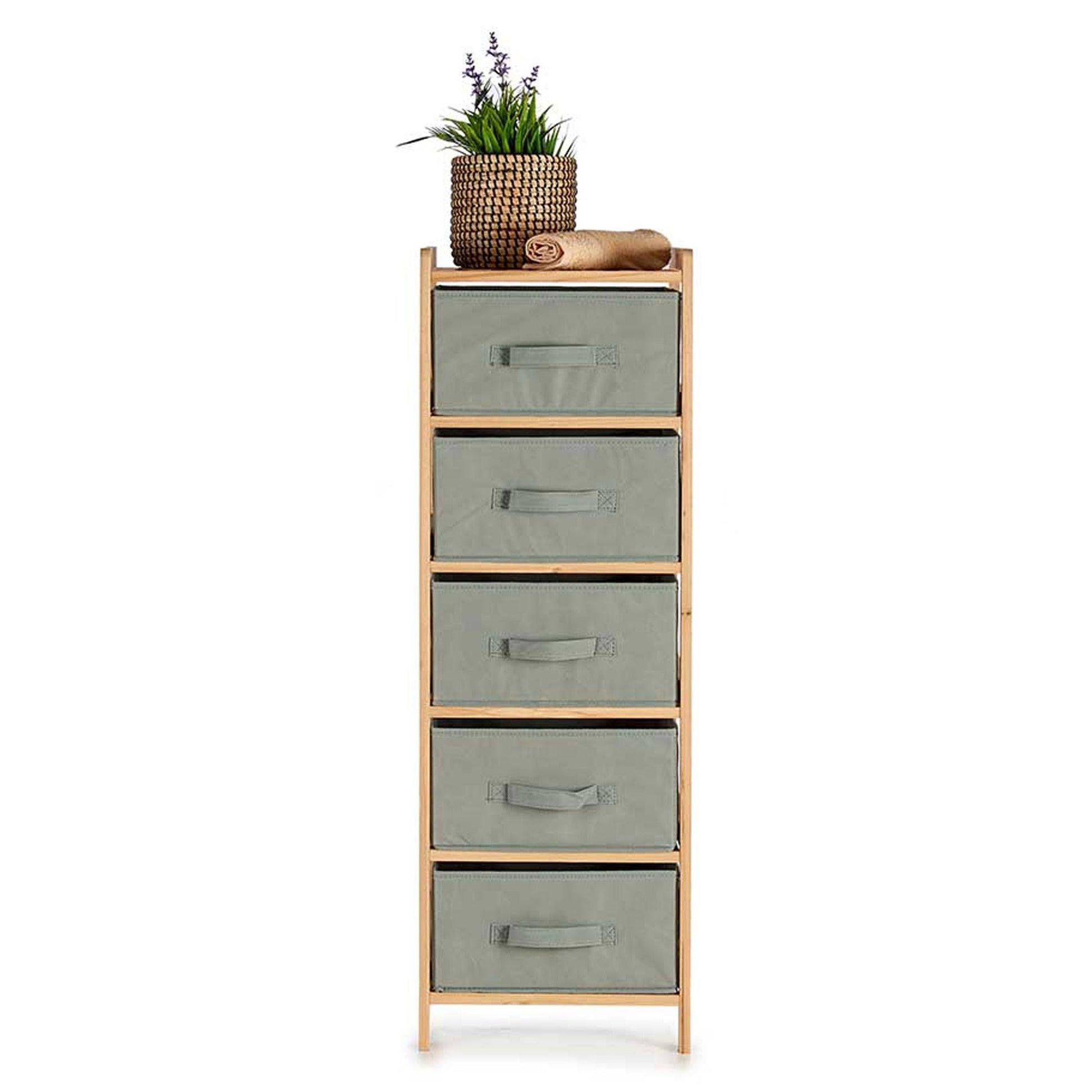Mueble Ancho 5 Cajones Gris Oscuro - Colección Kipit_2