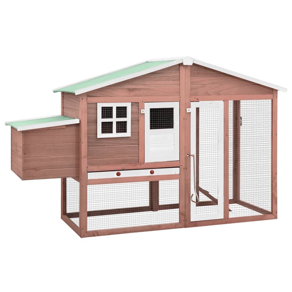 Vidaxl Gallinero Con Ponedero Madera Maciza Abeto Color Moca Y Blanco_0