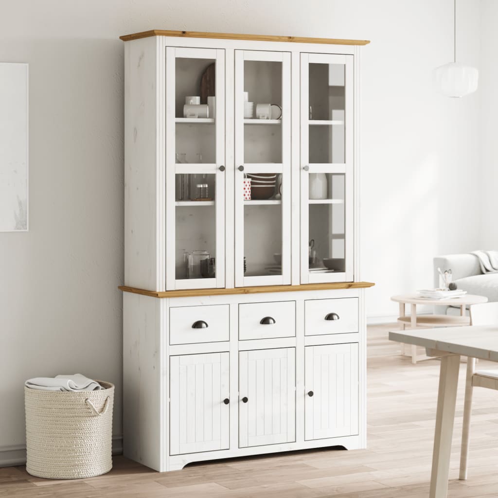 Aparador Alto Bodo Madera Pino Blanco Marrón 115,5x43x200,5 Cm / Vetonek_2