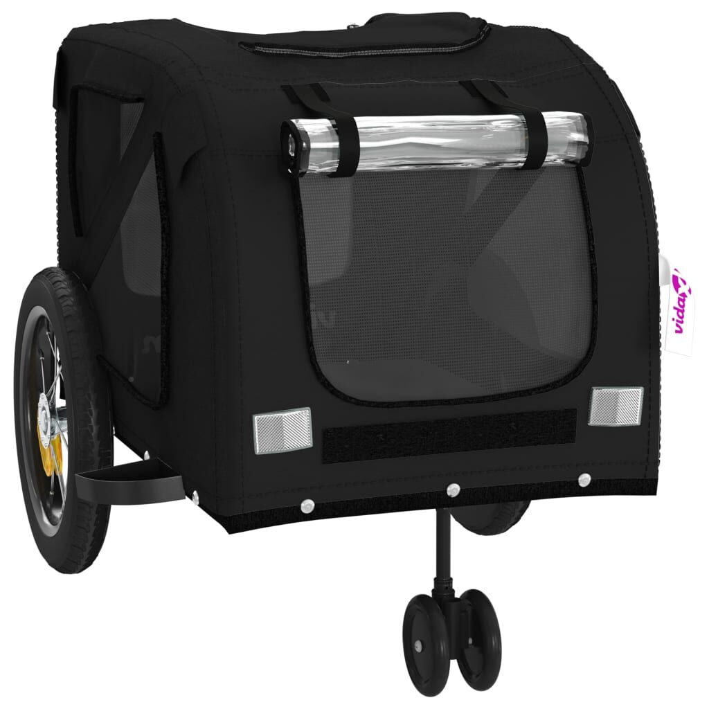Vidaxl Remolque De Bicicleta Mascotas Hierro Tela Oxford Negro_4