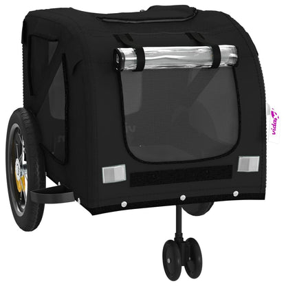 Vidaxl Remolque De Bicicleta Mascotas Hierro Tela Oxford Negro_4
