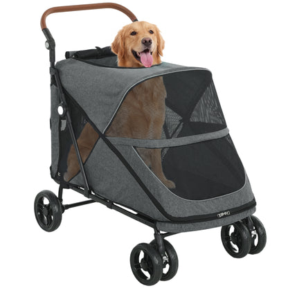 Pawhut Carrito Para Perros Y Gatos Grande Plegable Con Un Botón Hasta 30 Kg_0