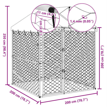Vidaxl Perrera De Exterior Con Toldo Acero Galvanizado Plata 2x2x2,5 M_4