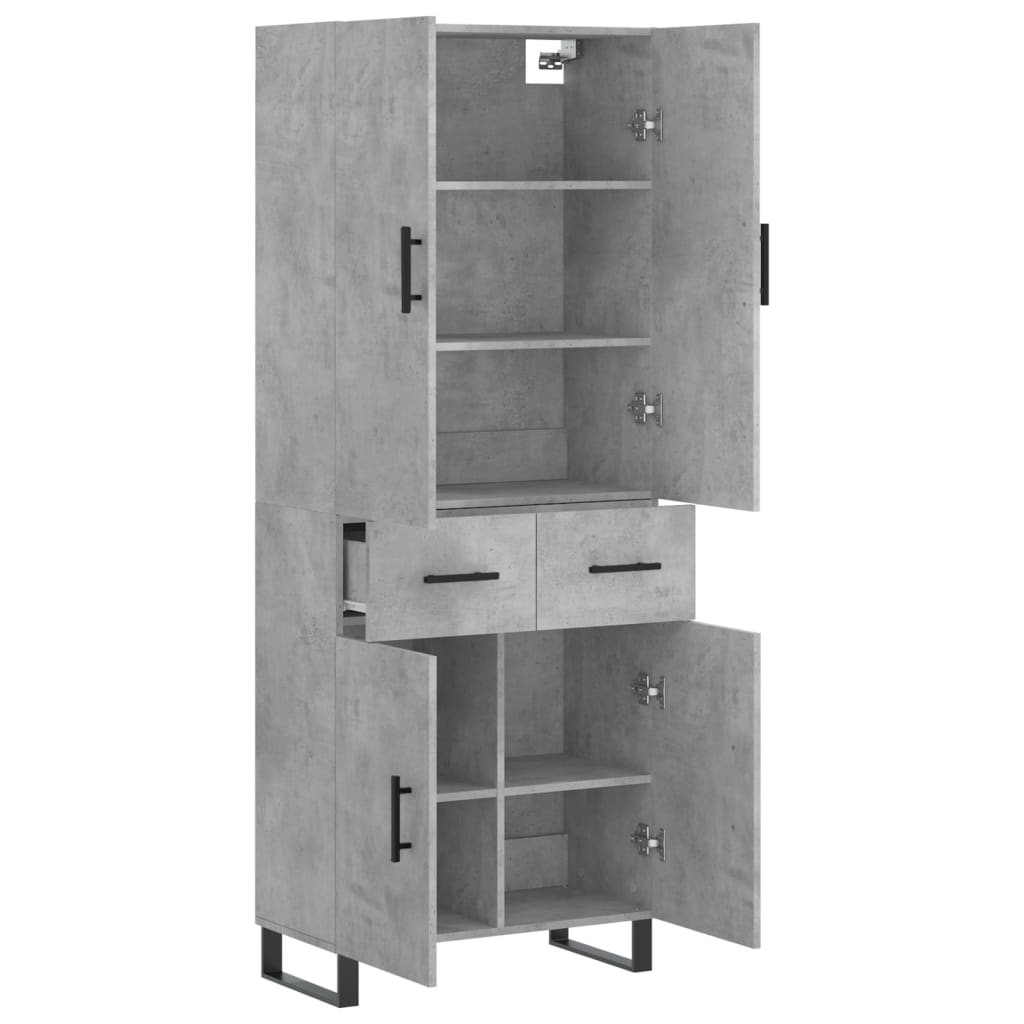 Aparador Alto Madera Contrachapada Gris Hormigón 69,5x34x180 Cm_3