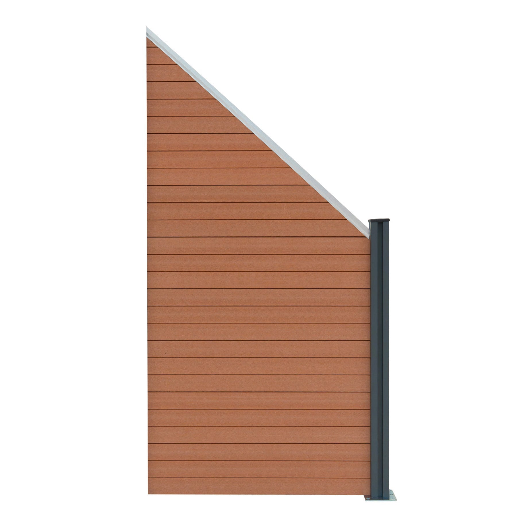 Vallas Para Exteriores De Wpc Y Aluminio - 1x Panel Oblicuo + 1x Poste | Marrón_0