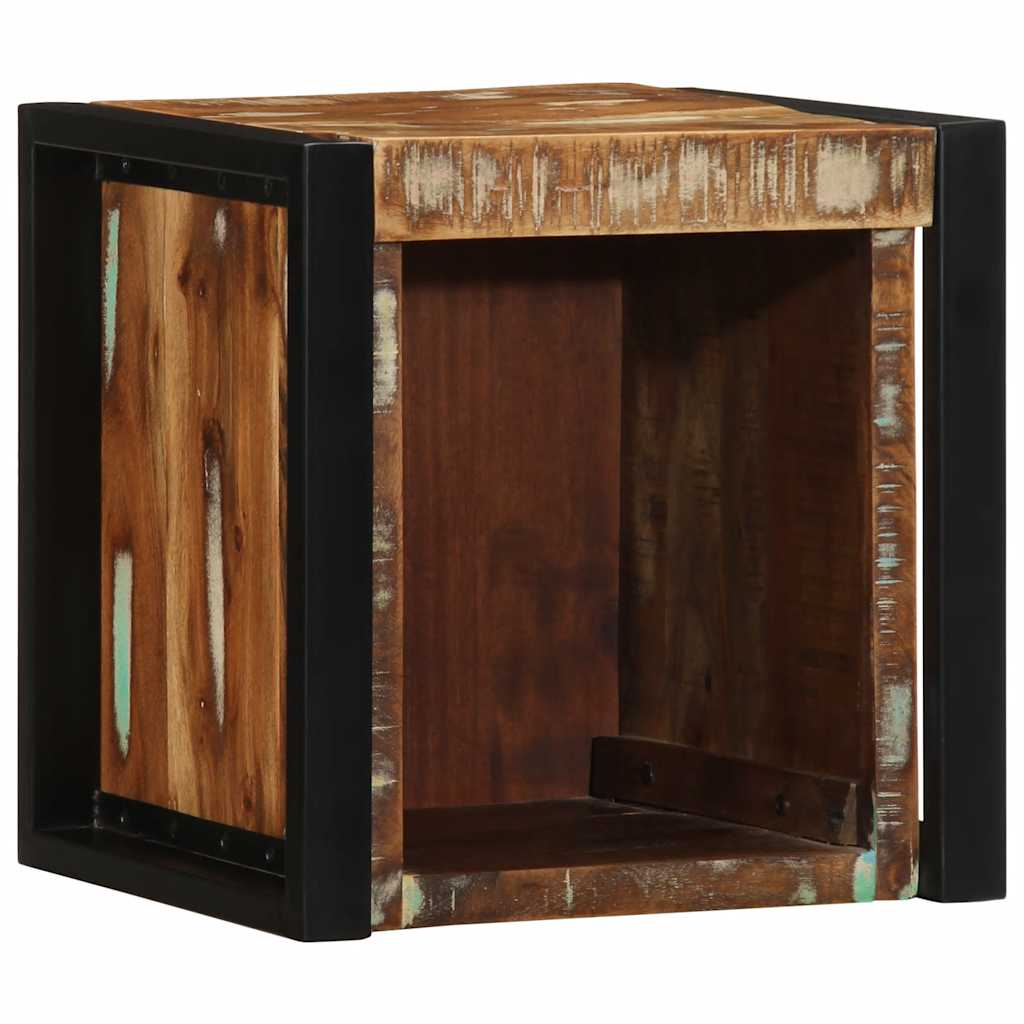 Mesilla De Noche Multicolor 40x35x40 Cm Madera Maciza Reciclada_1