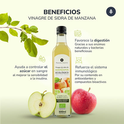 Pack 6x Vinagre de sidra de manzana sin filtrar ECO Planeta Huerto 500 ml