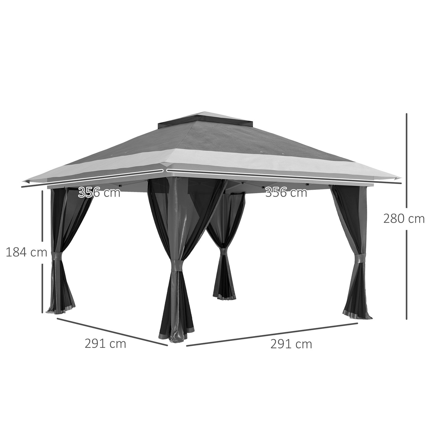 Outsunny Carpa Plegable 3,6x3,6 M Con 4 Paredes Laterales De Malla Anti-uv Gris_2