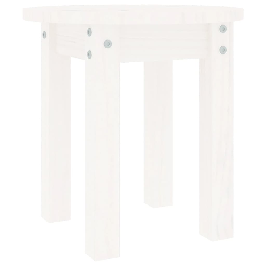 Mesa De Centro De Madera Maciza De Pino Blanco Ø35x35 Cm_0