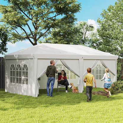 Outsunny Carpa Plegable 5,85x2,95x2,7 M Con 4 Paneles 4 Ventanas Blanco_1
