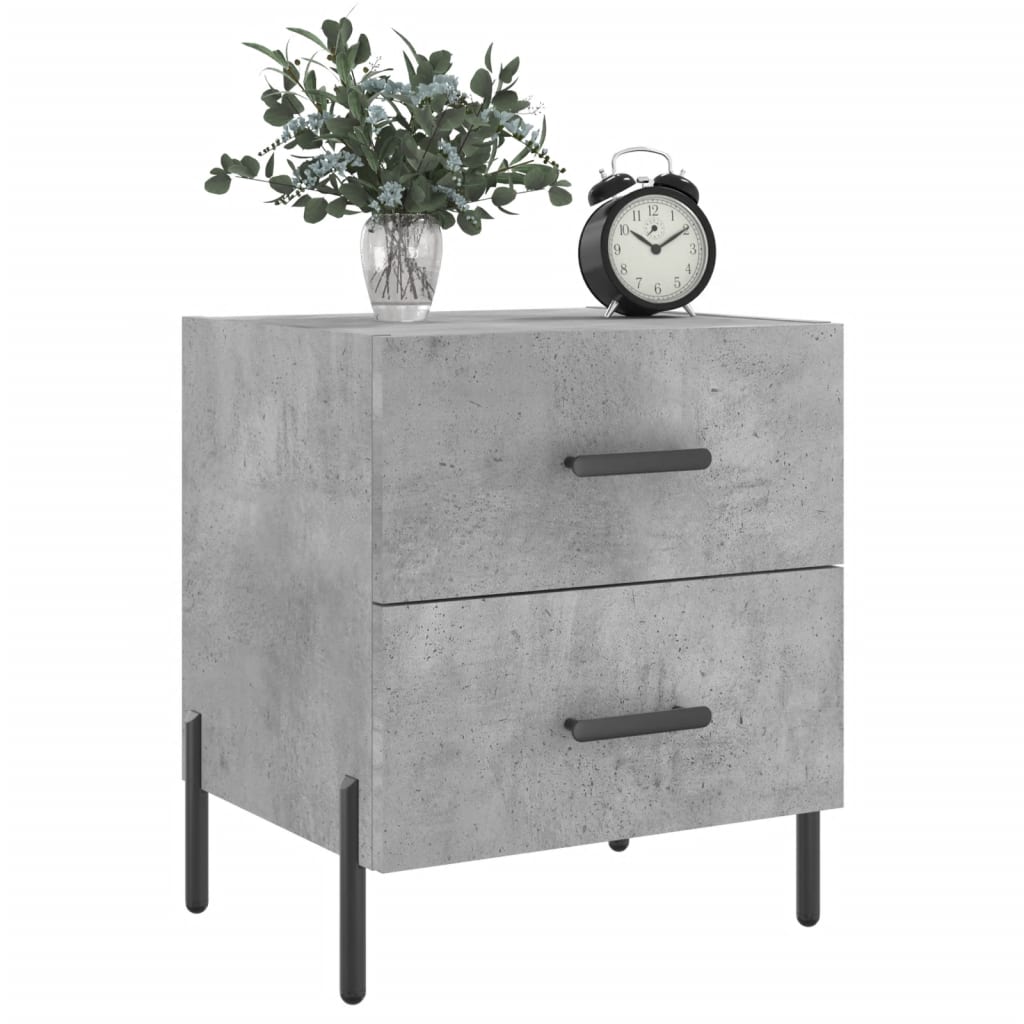 Mesita Noche 2 Uds Madera Ingeniería Gris Hormigón 40x35x47,5cm_1