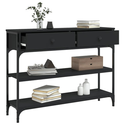 Mesa Consola Madera De Ingeniería Negra 100x25x75 Cm_2