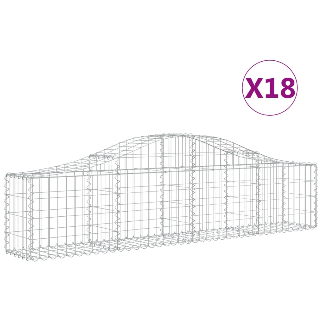 Cestas De Gaviones 18 Uds Forma De Arco Hierro 200x30x40/60 Cm_0
