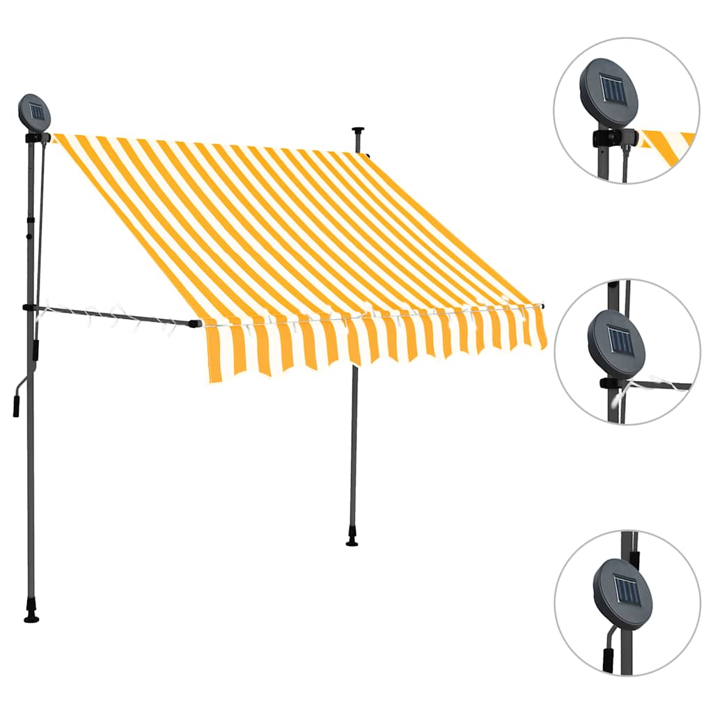 Toldo Manual Retráctil Con Led Blanco Y Naranja 150 Cm_2