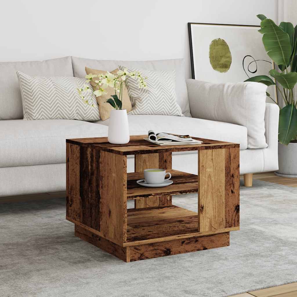 Mesa De Centro Madera Ingeniería Madera Envejecida 55x55x42 Cm_1