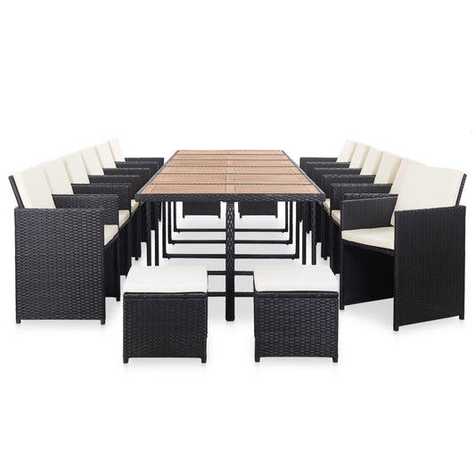 Vidaxl Set Comedor De Jardín 17 Piezas Y Cojines Ratán Sintético Negro_0
