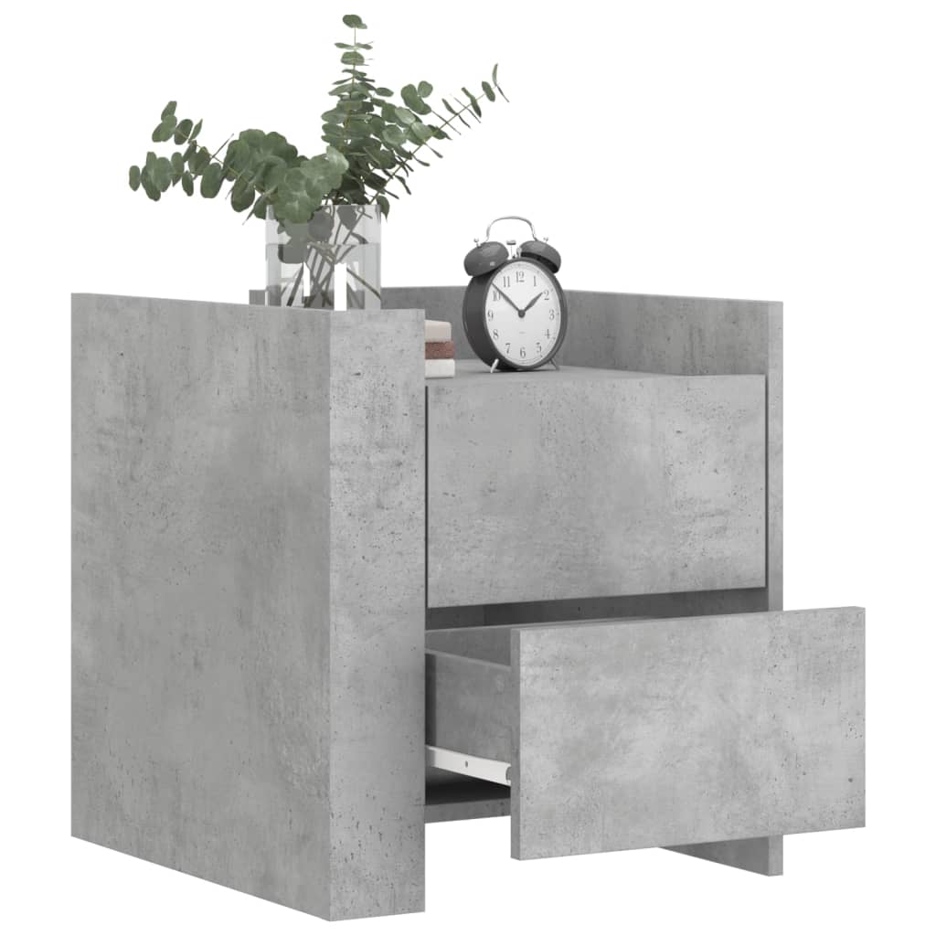 Mesita De Noche Madera De Ingeniería Gris Hormigón 45x50x50 Cm_1